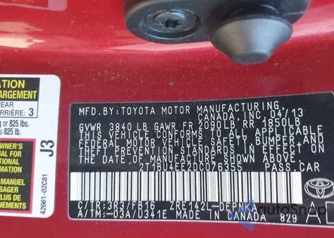 2013 Toyota Corolla Le из США, поврежденный, VIN 2T1BU4EE2DC076355